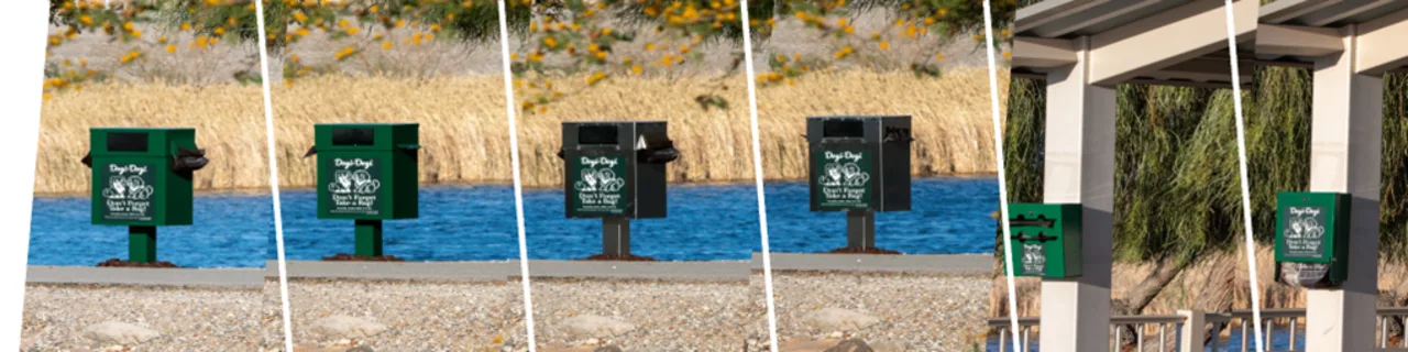 Multiple Dogi-Dogi pet waste station models shown for community and property selection comparison